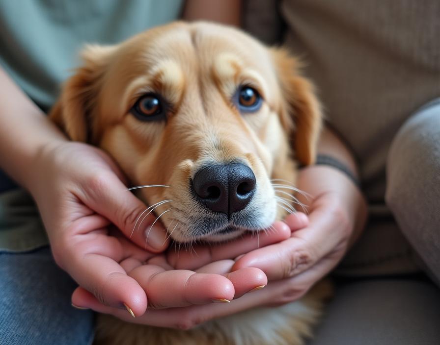 Resident enjoying time with a gentle therapy dog